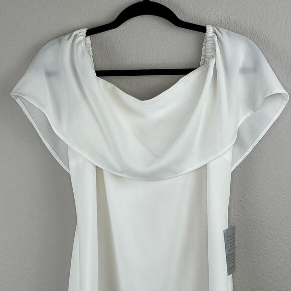 Charles Henry Ivory White Off the Shoulder Ruffle Mini Summer Dress Large NWT - Picture 5 of 12